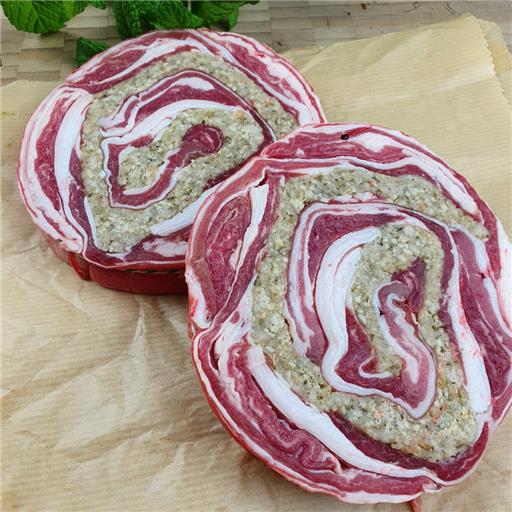 Lamb Breast Stuffed Boned & Rolled - Slice